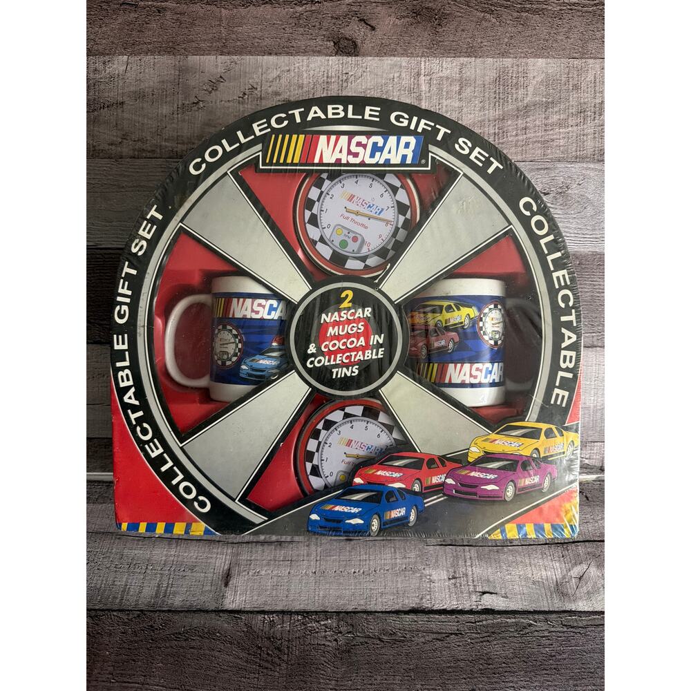 NASCAR 2004 Wheel Tire 2 Mugs & Cocoa Collectable Tins Vintage Unopened Gift